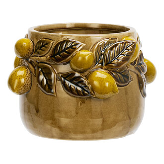 Madam Stoltz Stoneware flower pot Beige, yellow, brown