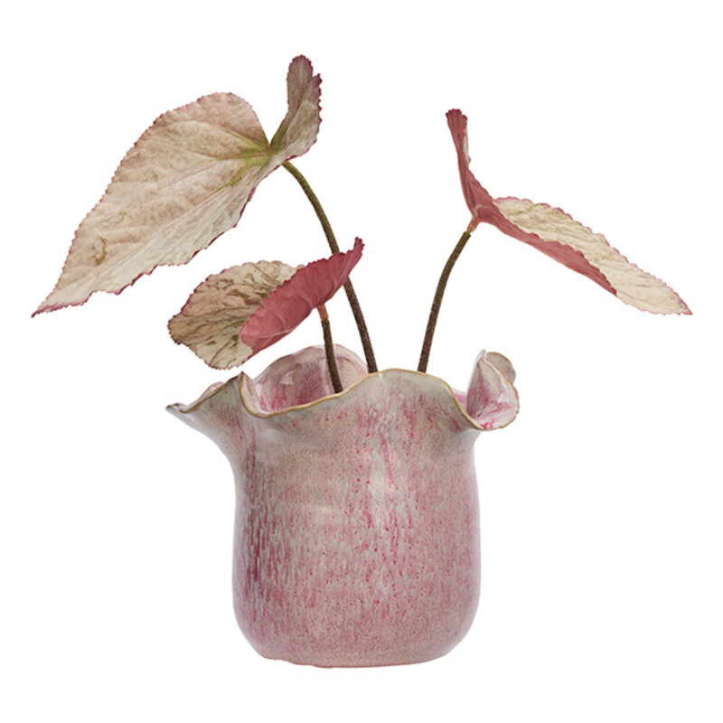 Madam Stoltz-collectie Stoneware flower pot Pink, off white