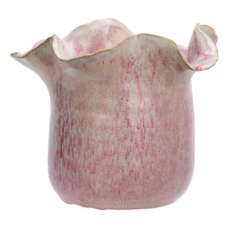 Madam Stoltz Stoneware flower pot Pink, off white