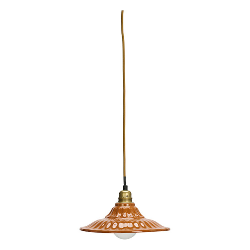 Madam Stoltz-collectie Enamel ceiling lamp Pumpkin spice, brass