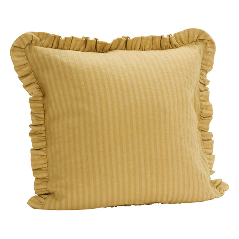 Madam Stoltz-collectie Kussenhoes met ruches Lichtgeel