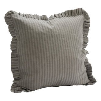 Madam Stoltz Kussenhoes met ruches Grijs