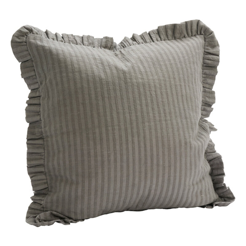 Madam Stoltz-collectie Kussenhoes met ruches Grijs