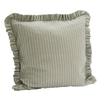 Madam Stoltz Kussenhoes met ruches Zilvergroen