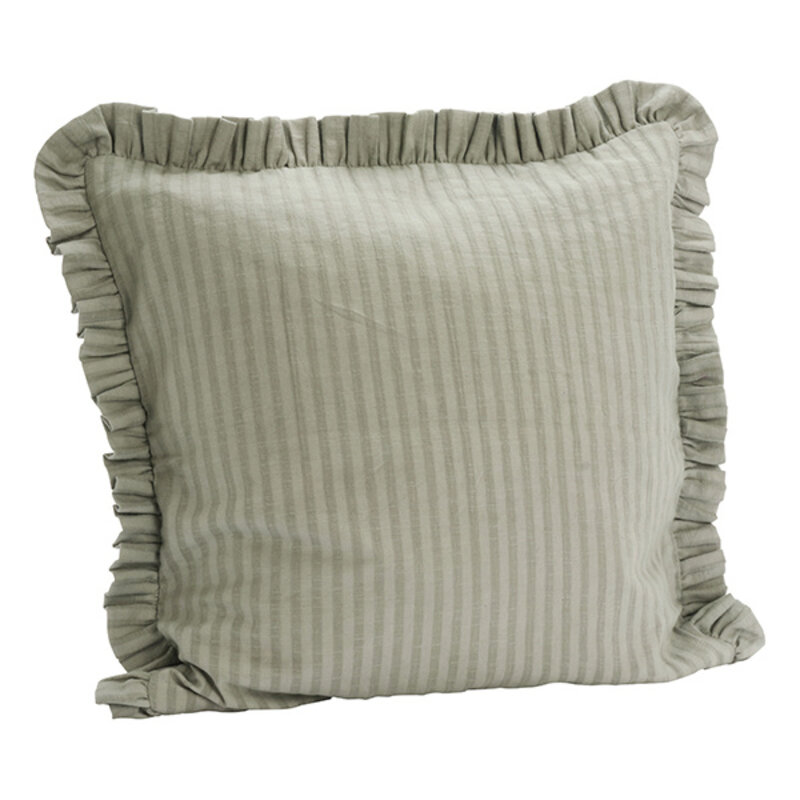 Madam Stoltz-collectie Kussenhoes met ruches Zilvergroen