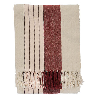 Madam Stoltz Recycled cotton throw Off white, almond, light pink, black