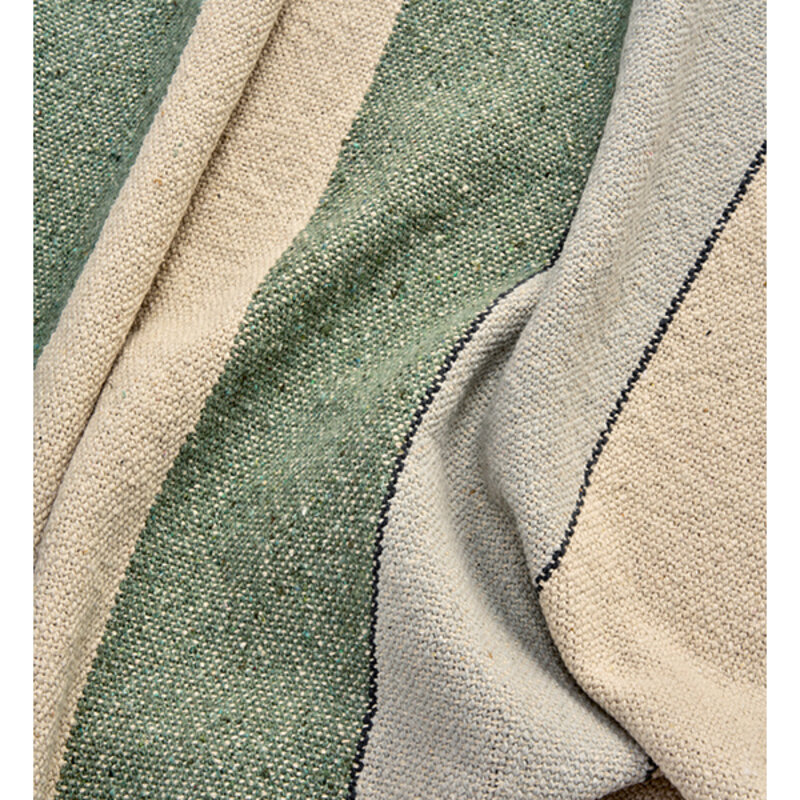 Madam Stoltz-collectie Recycled cotton throw Off white, green, light grey, black