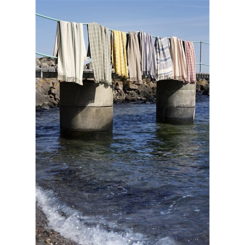 Madam Stoltz-collectie Recycled cotton throw Blue, off white, grey