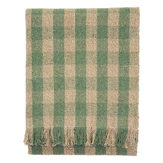 Madam Stoltz plaid van gerecycled katoen: groen beige