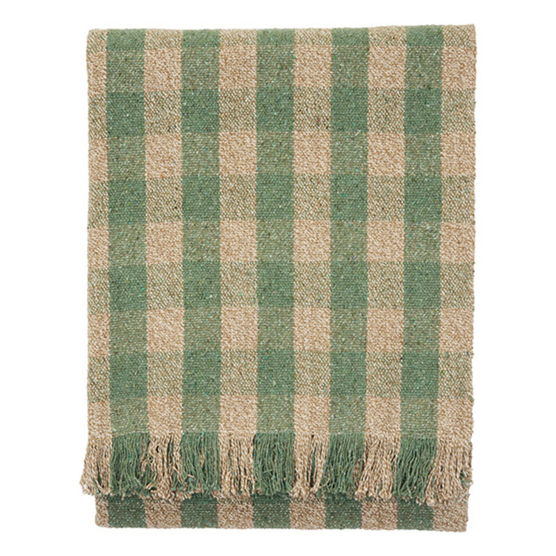 Madam Stoltz-collectie Recycled cotton throw Green, beige