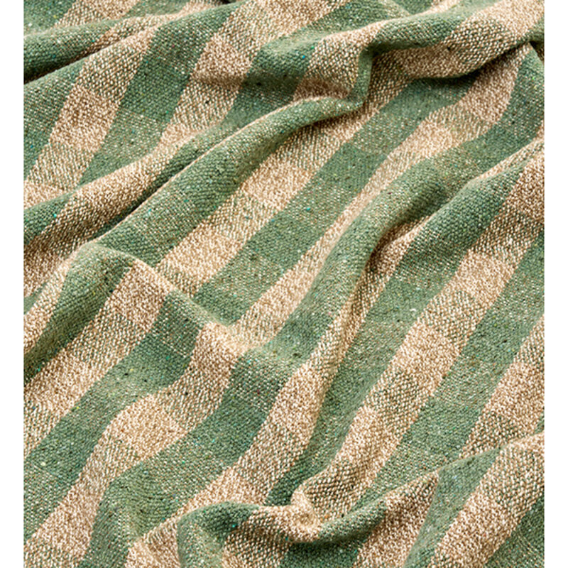 Madam Stoltz-collectie  plaid van gerecycled katoen: groen beige