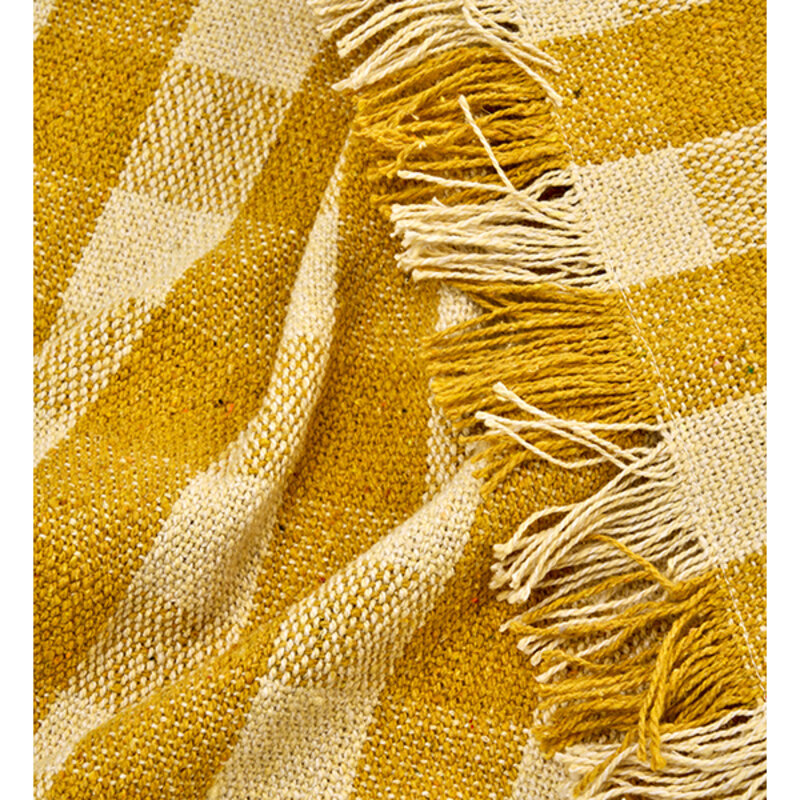 Madam Stoltz-collectie  plaid van gerecycled katoen: geel crème