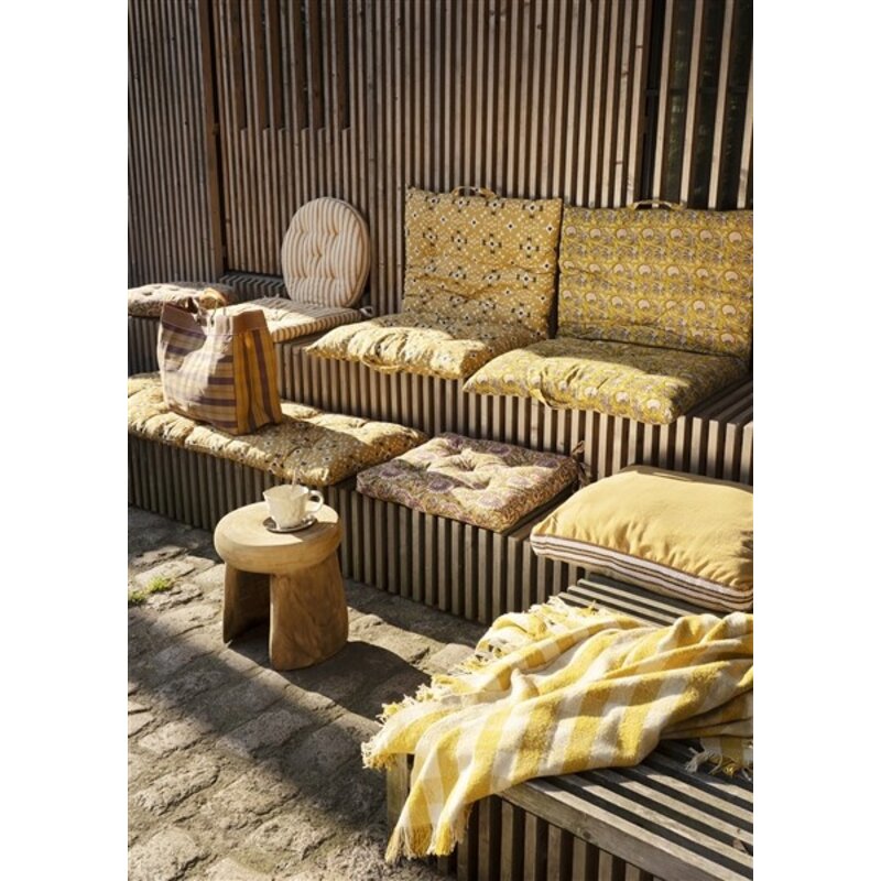 Madam Stoltz-collectie Recycled cotton throw Yellow, cream