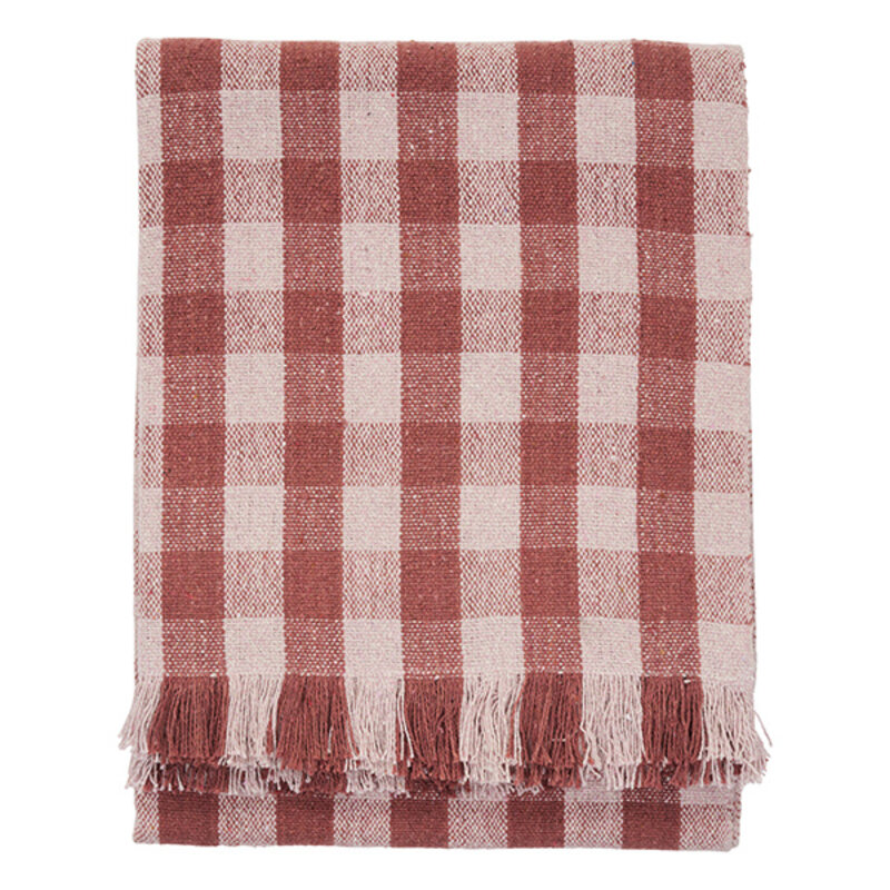 Madam Stoltz-collectie  plaid van gerecycled katoen: oudroze lichtroze