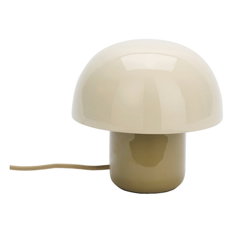 Madam Stoltz-collectie Enamel table lamp Cream, khaki