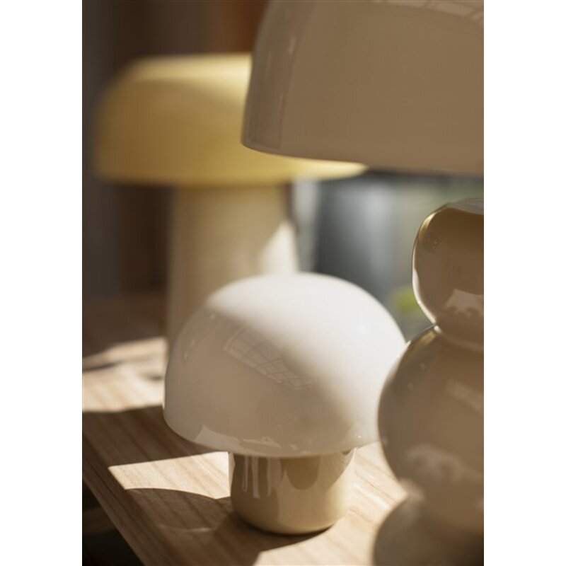 Madam Stoltz-collectie Enamel table lamp Cream, khaki