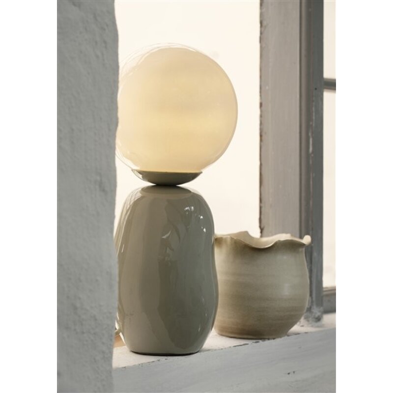 Madam Stoltz-collectie Enamel table lamp Grey, white