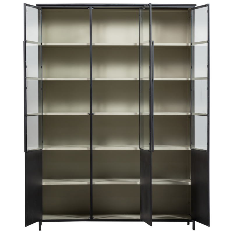 WOOOD-collectie Exhibit Xl 3-Deurs Vitrinekast Metaal Zwart