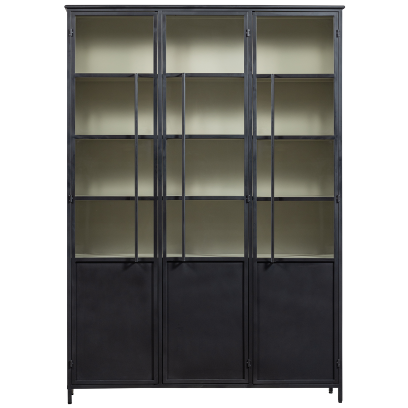 WOOOD-collectie Exhibit Xl 3-Deurs Vitrinekast Metaal Zwart