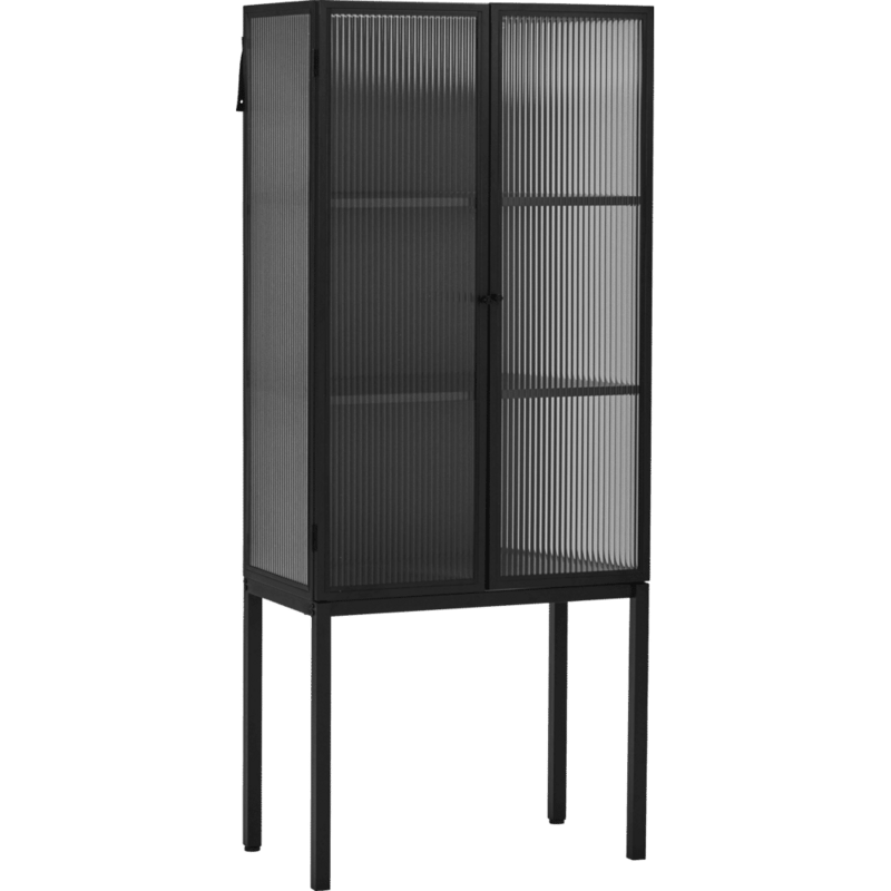 House Doctor-collectie Kast Cabin Zwart met glazen deuren