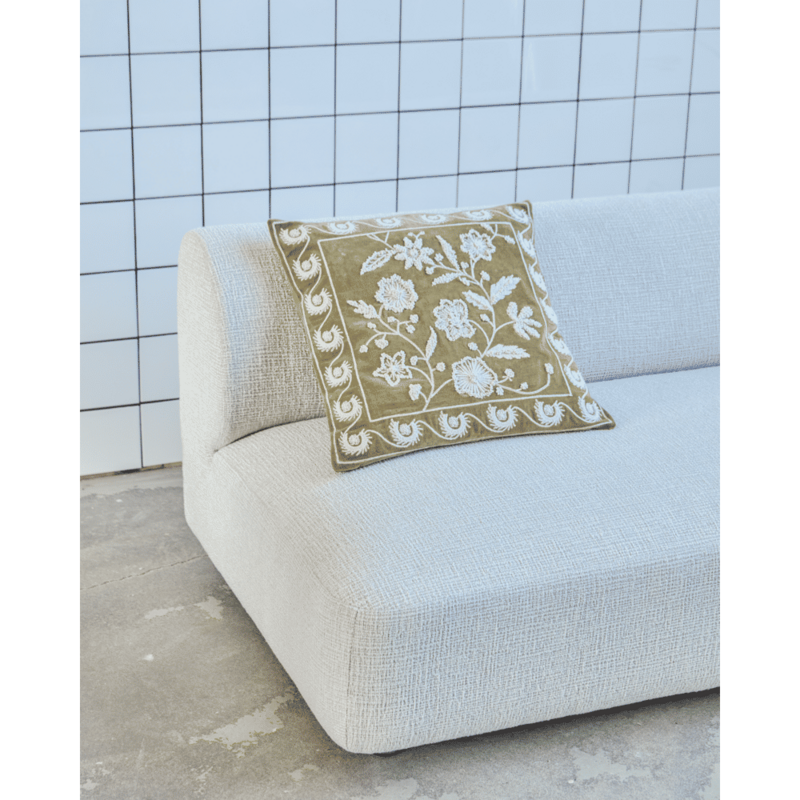 House Doctor-collectie Kussenhoes Rica Mosterd geel Gebroken wit