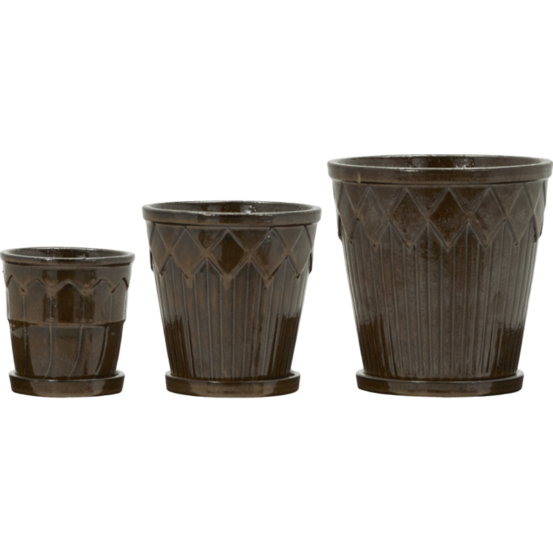 House Doctor-collectie Bloempotten - set v. 3 - Cora Bruin