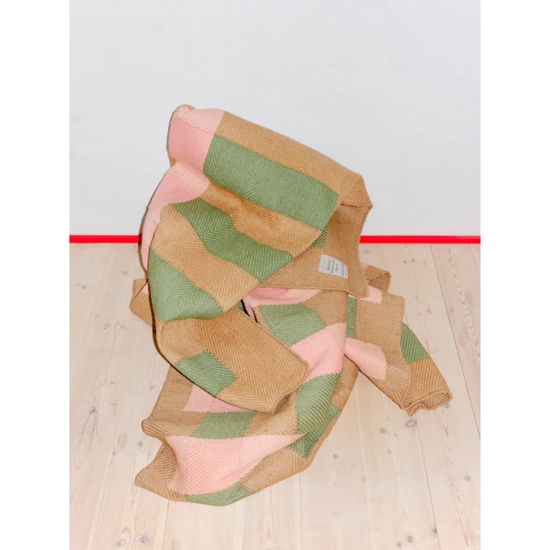 MATIAS MOELLENBACH Jute vloerkleed ruit roze, groen, naturel