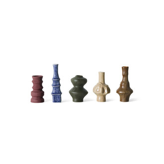 HKLIVING 70s ceramics: small vases, palette (set of 5)