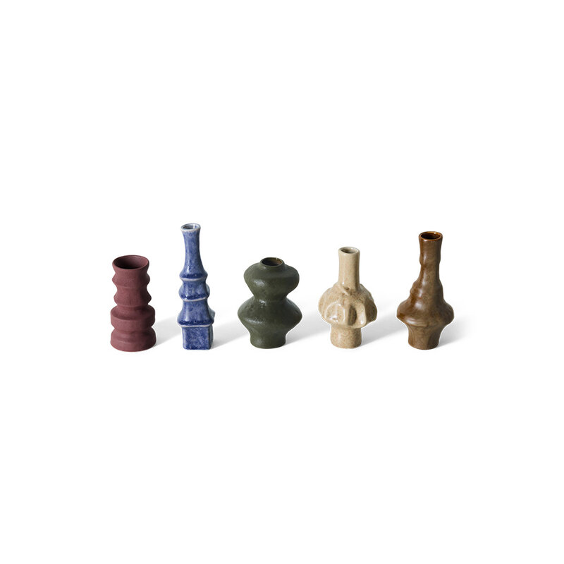 HKLIVING-collectie 70s ceramics: small vases, palette (set of 5)