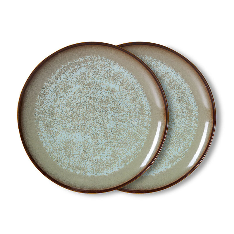 HKLIVING-collectie 70s ceramics: dinner plate, contrast (set of 2)