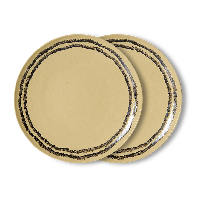HKLIVING-collectie 70s ceramics: dinerbord vanilla (set of 2)
