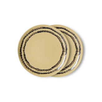HKLIVING 70s ceramics: dessert plate, vanilla (set of 2)