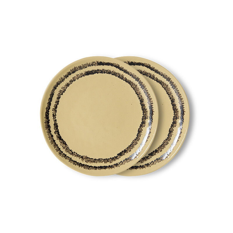 HKLIVING-collectie 70s ceramics: dessert bord vanilla (set of 2)