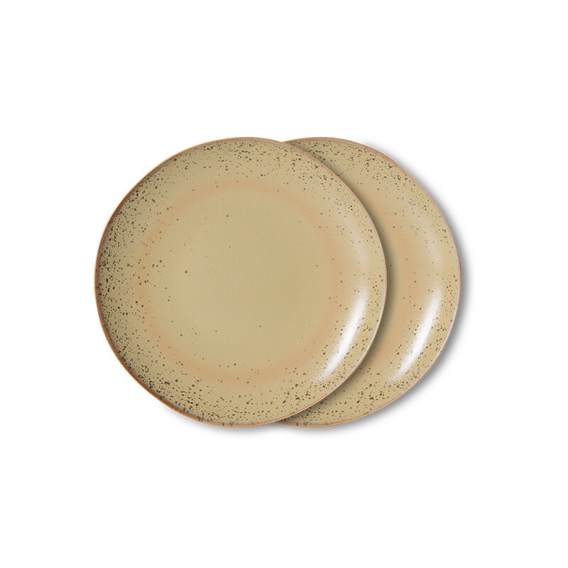 HKLIVING-collectie 70s ceramics: dessert plate, grit (set of 2)