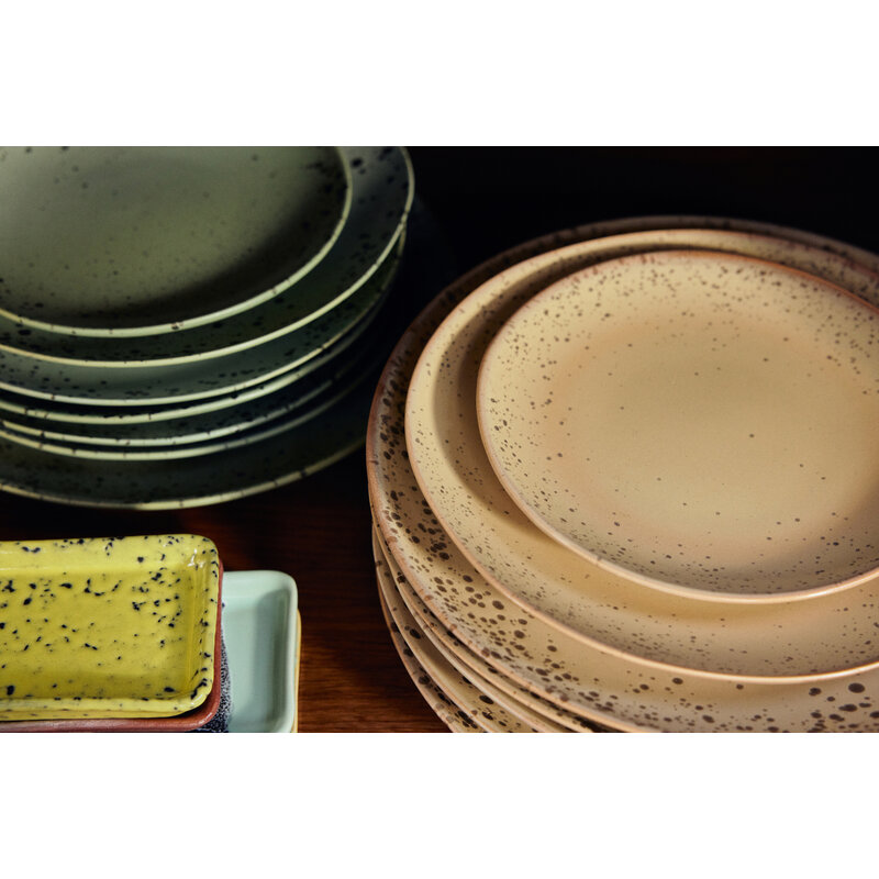 HKLIVING-collectie 70s ceramics: dessert plate, grit (set of 2)