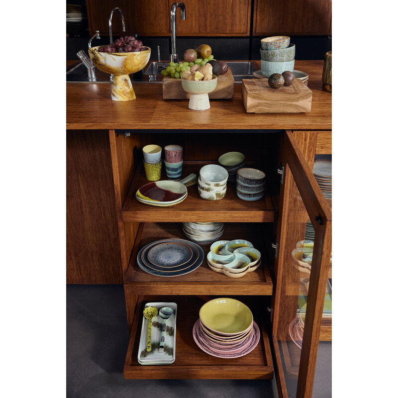 HKLIVING-collectie 70s ceramics: serveerschaal organisch met handvat cherry