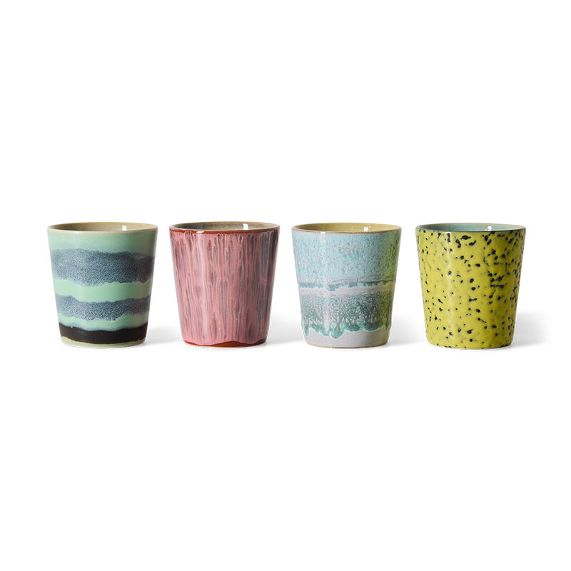 HKLIVING-collectie 70s ceramics: koffiekopjes artistic (set of 4)