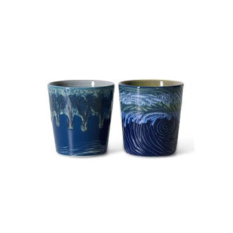 HKLIVING 70s ceramics: Van Gogh koffiekopjes starry night (set of 2)