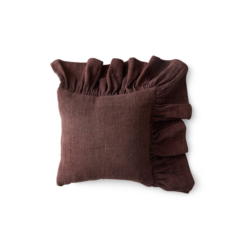 HKLIVING-collectie Ruffle cushion, chestnut (50x50cm)