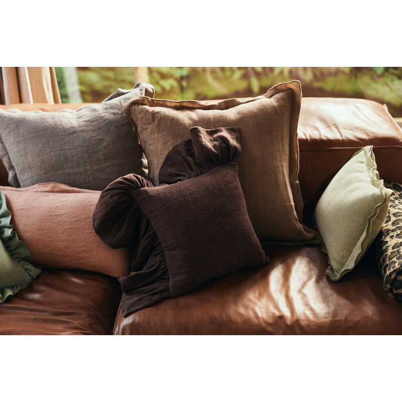 HKLIVING-collectie Ruffle cushion, chestnut (50x50cm)