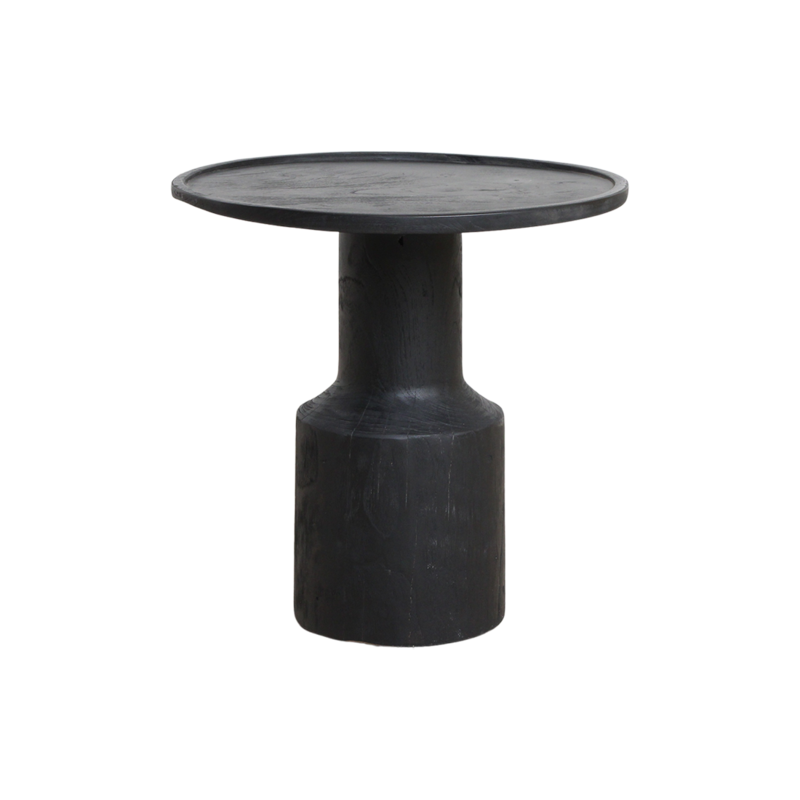 Raw Materials-collectie Nero teakhouten bijzettafel Midnight - zwart