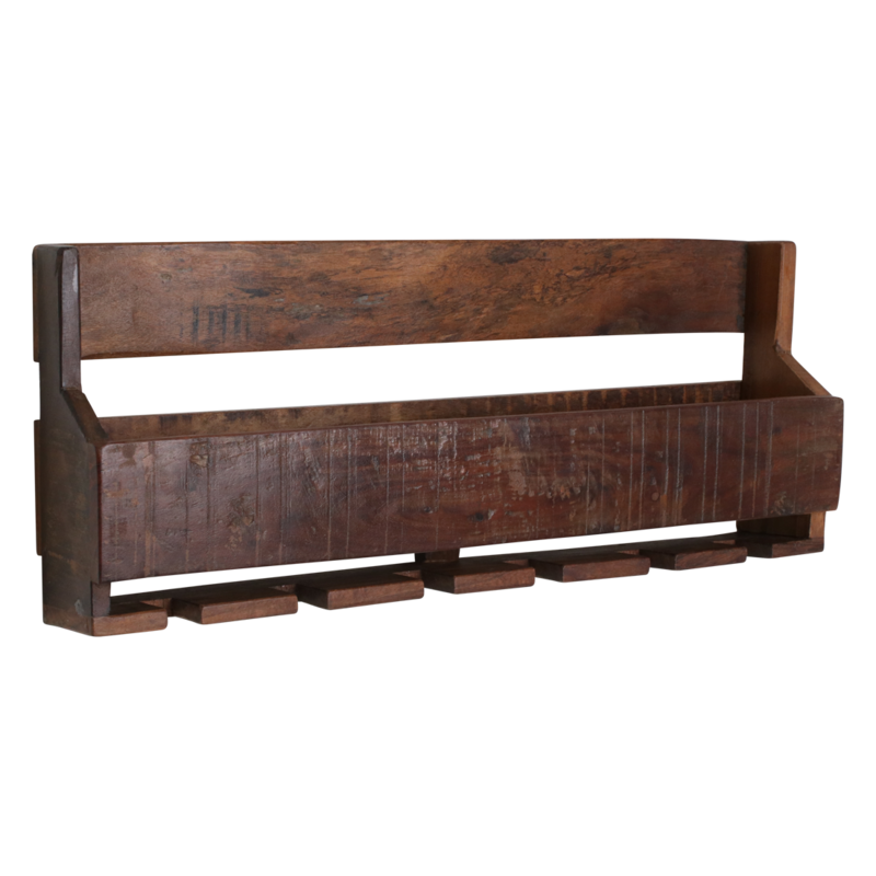 Raw Materials-collectie Factory hangend wijnrek - FSC-gerecycled hout - 12x60x28 cm