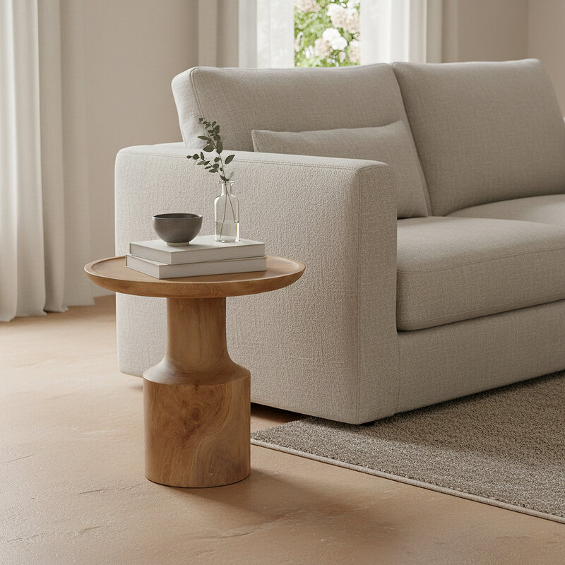 Raw Materials-collectie Nero teak side table "Day" - natural teak