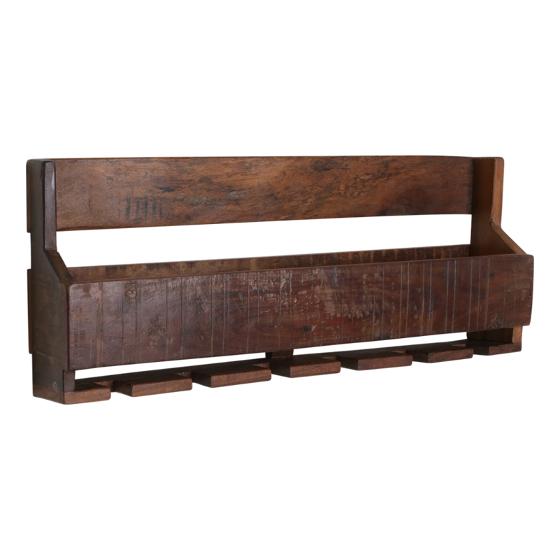 Raw Materials-collectie Factory Hanging Wine Rack - FSC Recycled Wood - 12x60x28 cm