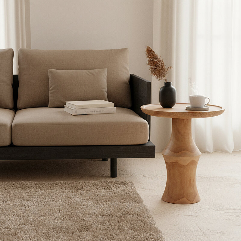 Raw Materials-collectie Nero teakhouten bijzettafel Dawn - natuurlijk teak