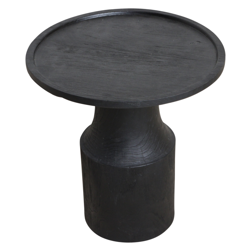 Raw Materials-collectie Nero teakhouten bijzettafel Midnight - zwart