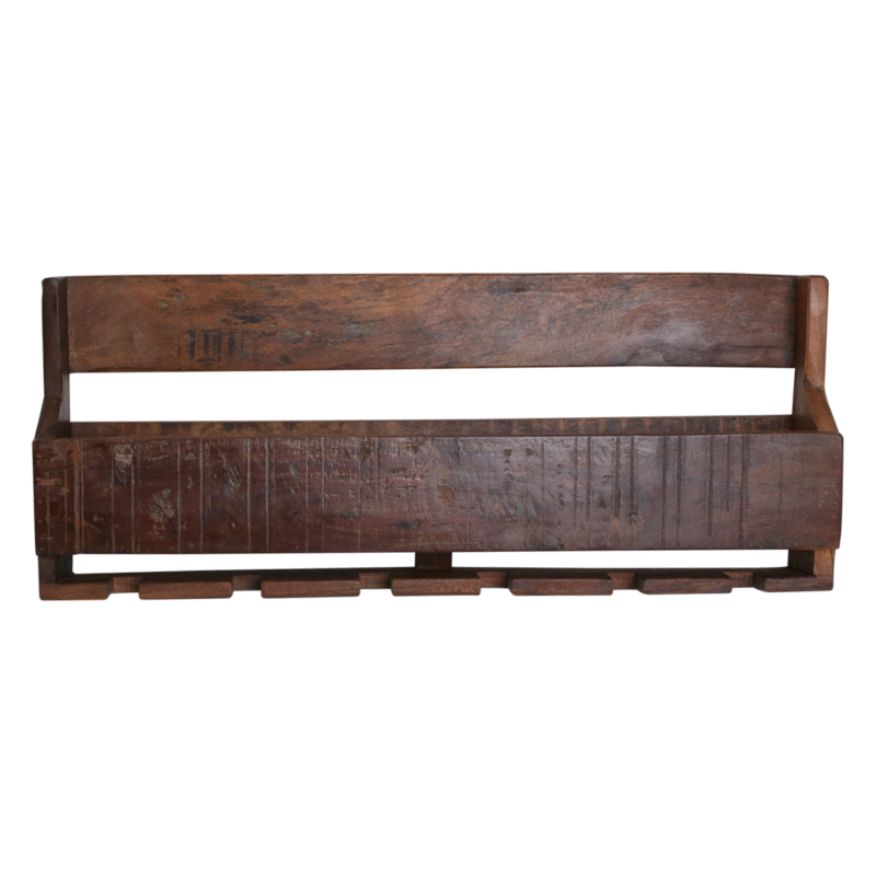 Raw Materials-collectie Factory hangend wijnrek - FSC-gerecycled hout - 12x60x28 cm