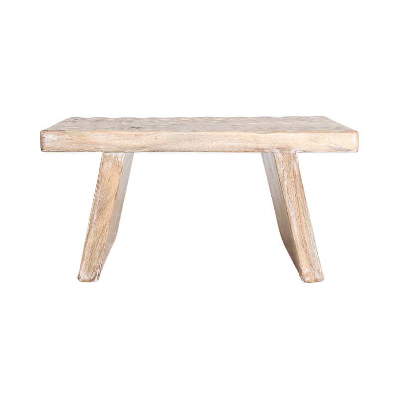 Raw Materials-collectie Mangohouten bijzettafel/kruk naturel - 40x25x20 cm