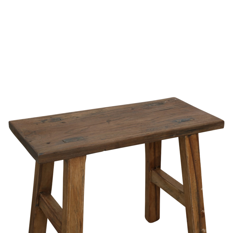 Raw Materials-collectie Java carpenter bijzettafel/bankje - Gerecycled hout - 16x35x30 cm