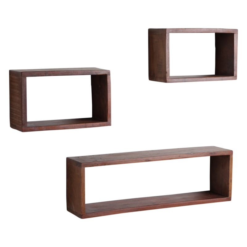 Raw Materials-collectie Factory Wandplank Box - FSC-gerecycled hout - 70x15x22 cm